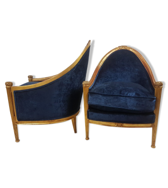 Paire de fauteuils Art Déco en forme de gondole, vers 1925