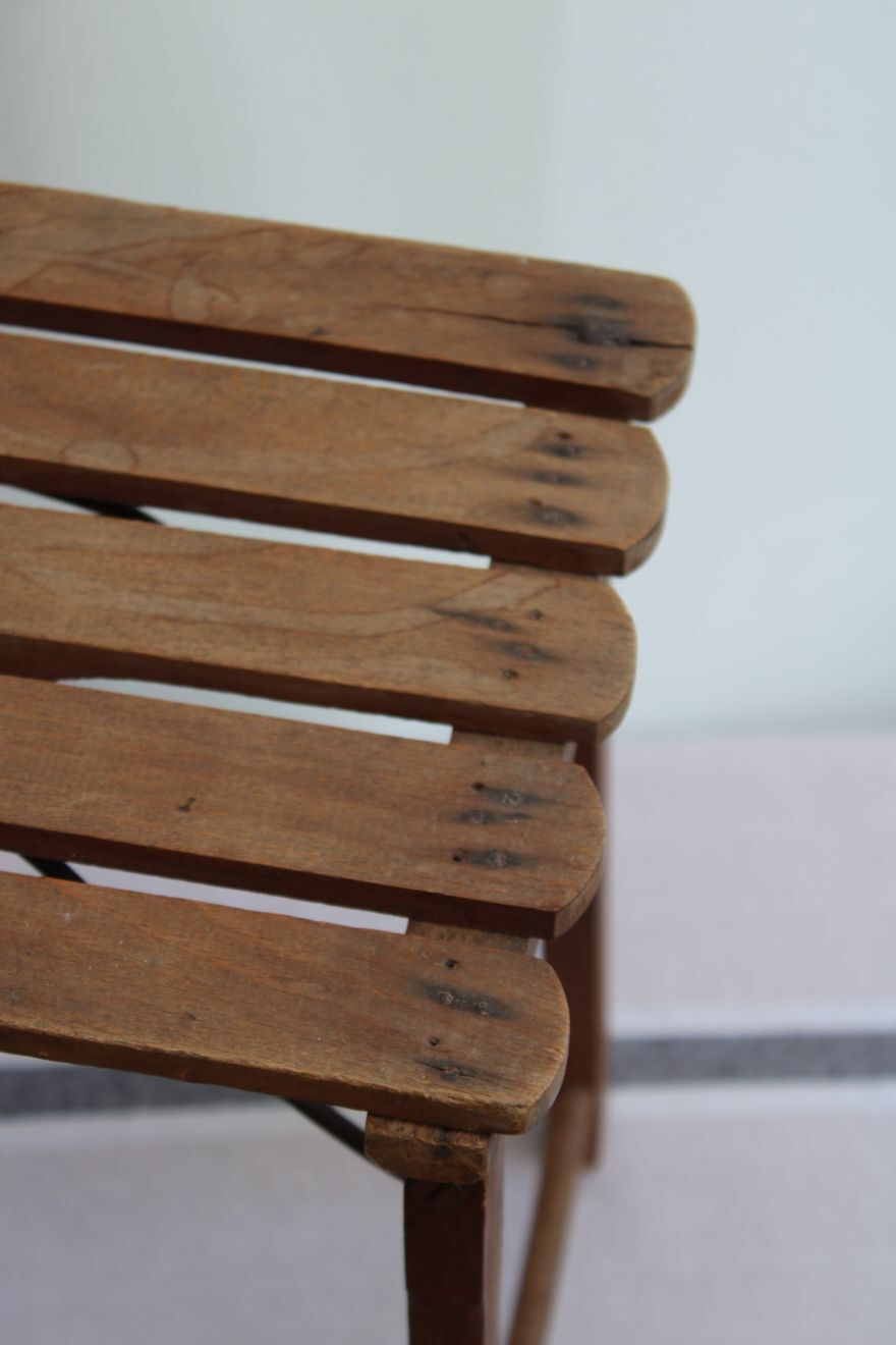 Folding wooden stool