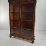 Magnifique bibliothèque Biedermeier du XIXe siècle – noyer, verre ancien d'origine