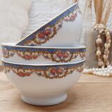 Set 3 bols porcelaine guirlande de fleurs