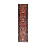 Vintage persian runner rug traditional long handmade red floral carpet 77x265cm