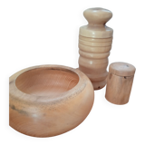 Turned wooden pot set