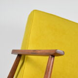 Original vintage armchair "FOX", designer Henry Lis, 1970s, fully restored, yellow