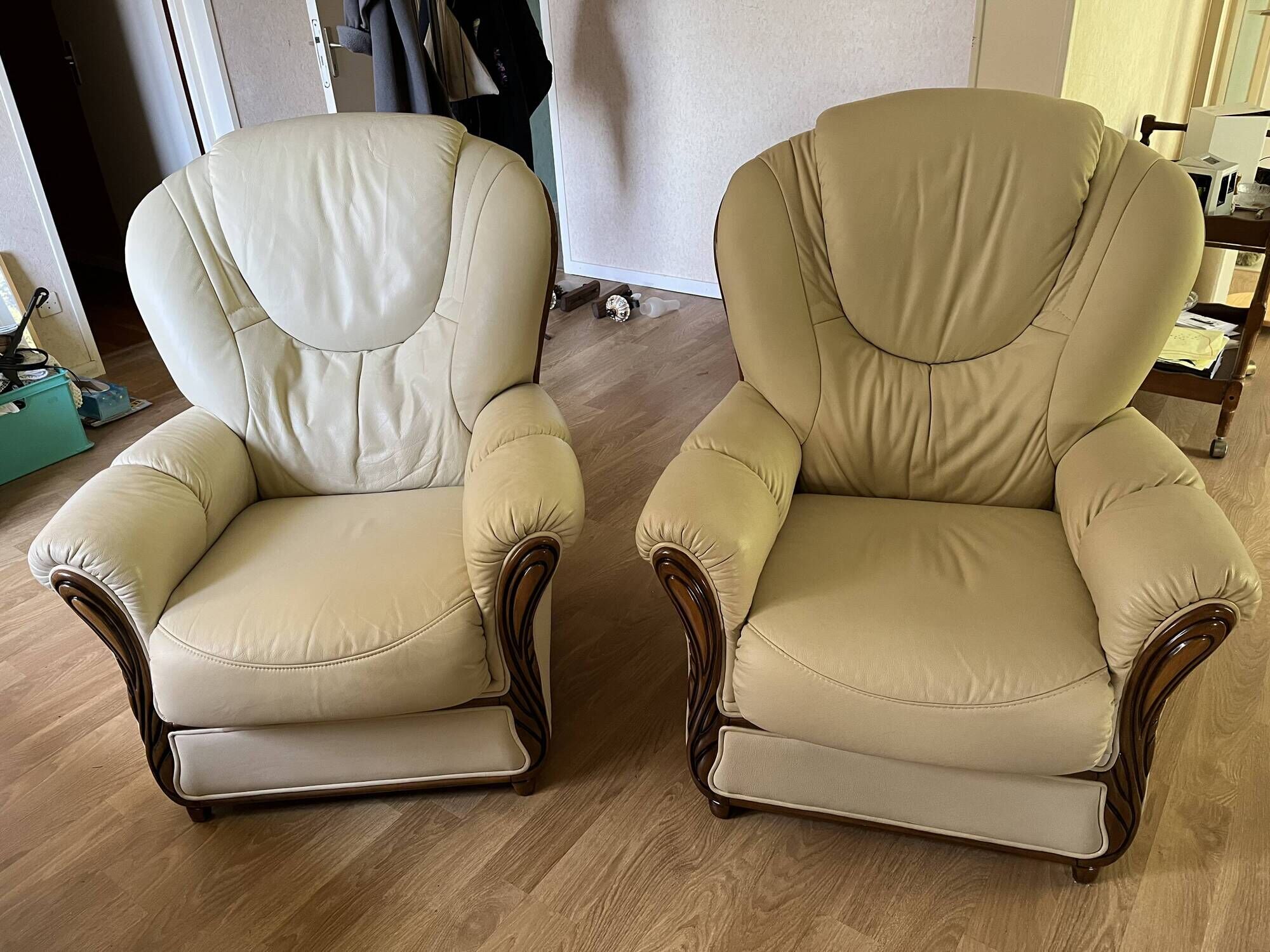 pair of leather armchairs