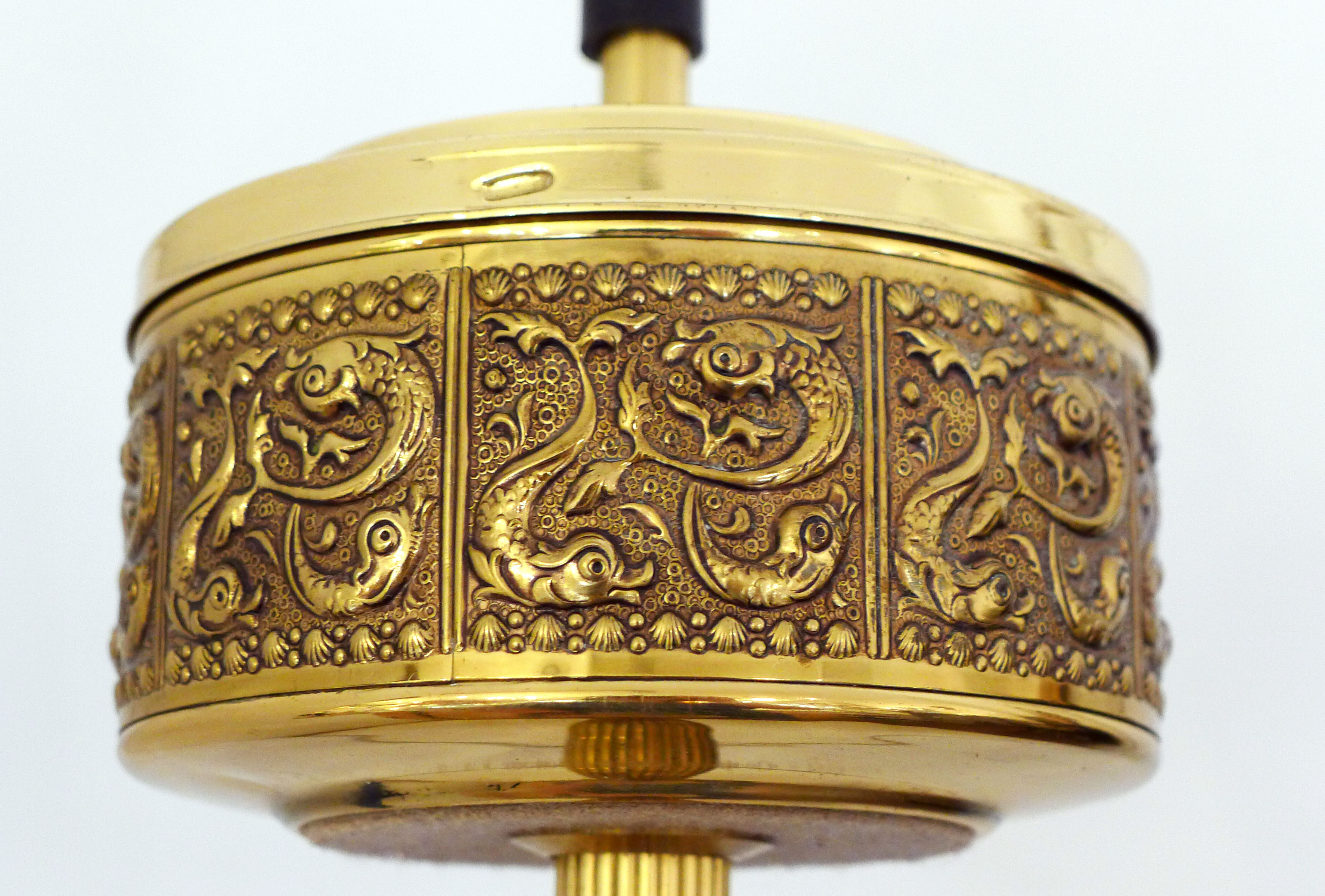 Standing ashtray, onyx & brass