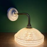 Vintage angled wall lamp with pale yellow Clichy glass shade