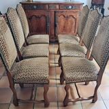 Six French Os De Mouton Style Dining Chairs in Carved Wood