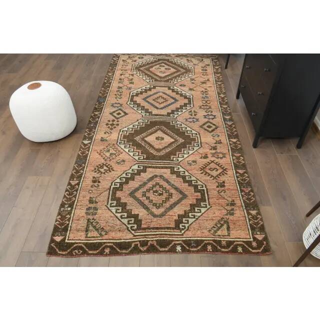 1970s Vintage Turkish Oushak Handmade Wool Cotton Orange Area Rug  149x316