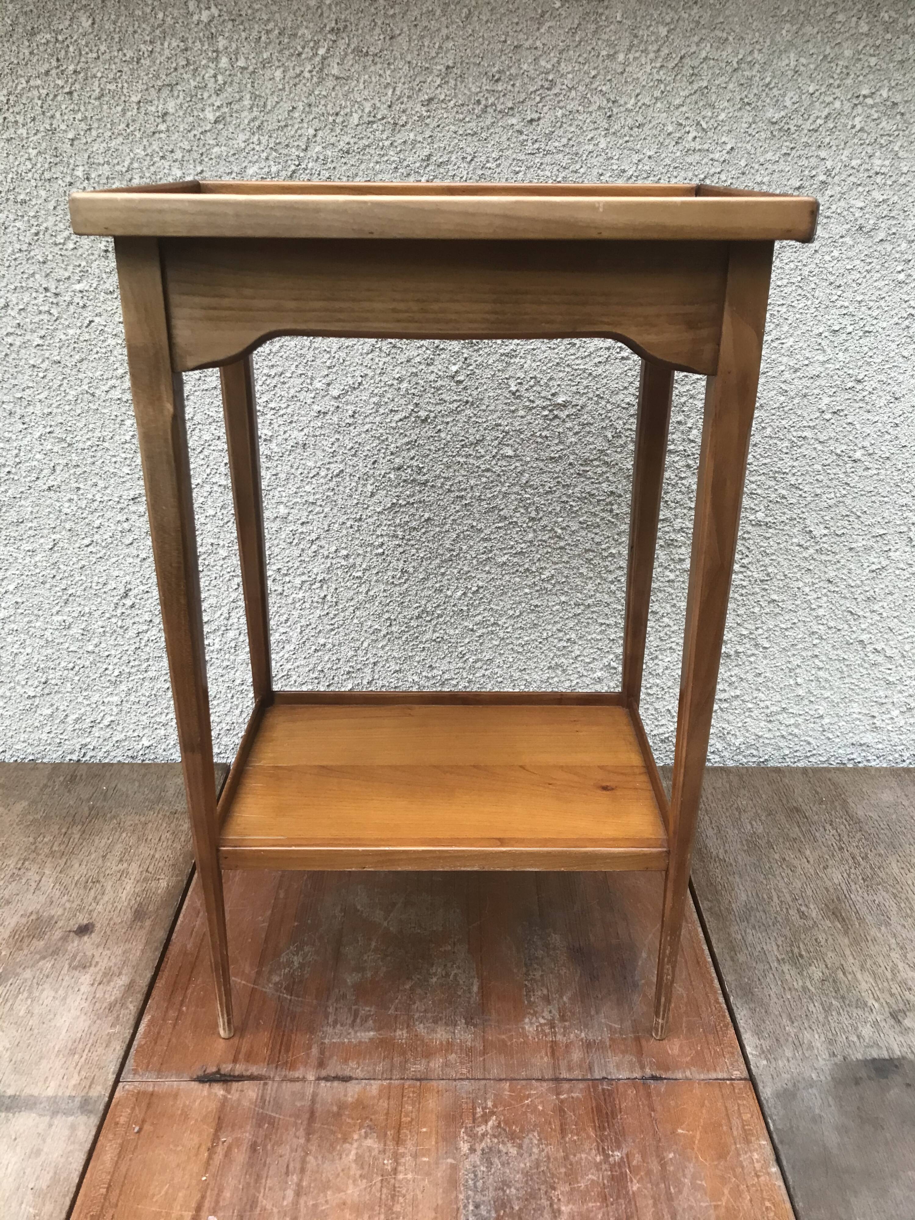 Old Table Appoint Wood Plateau Marqueté Star Feet Compass - Vintage Drawer