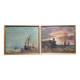 Pair of Impressionist paintings, Oil on canvas 1830, Romantic seascape