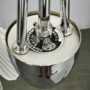 1950s Chrome and Floral Glass Chandelier by Elektroinstala Děčín