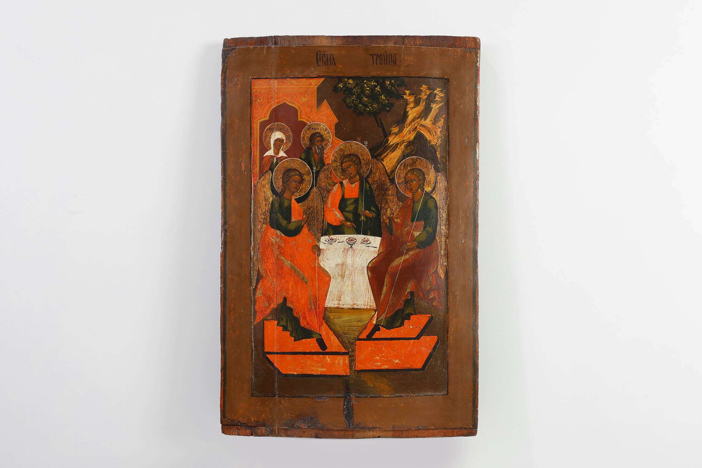 Large Russian Religious Icon “The Holy Trinity”, 18th Century