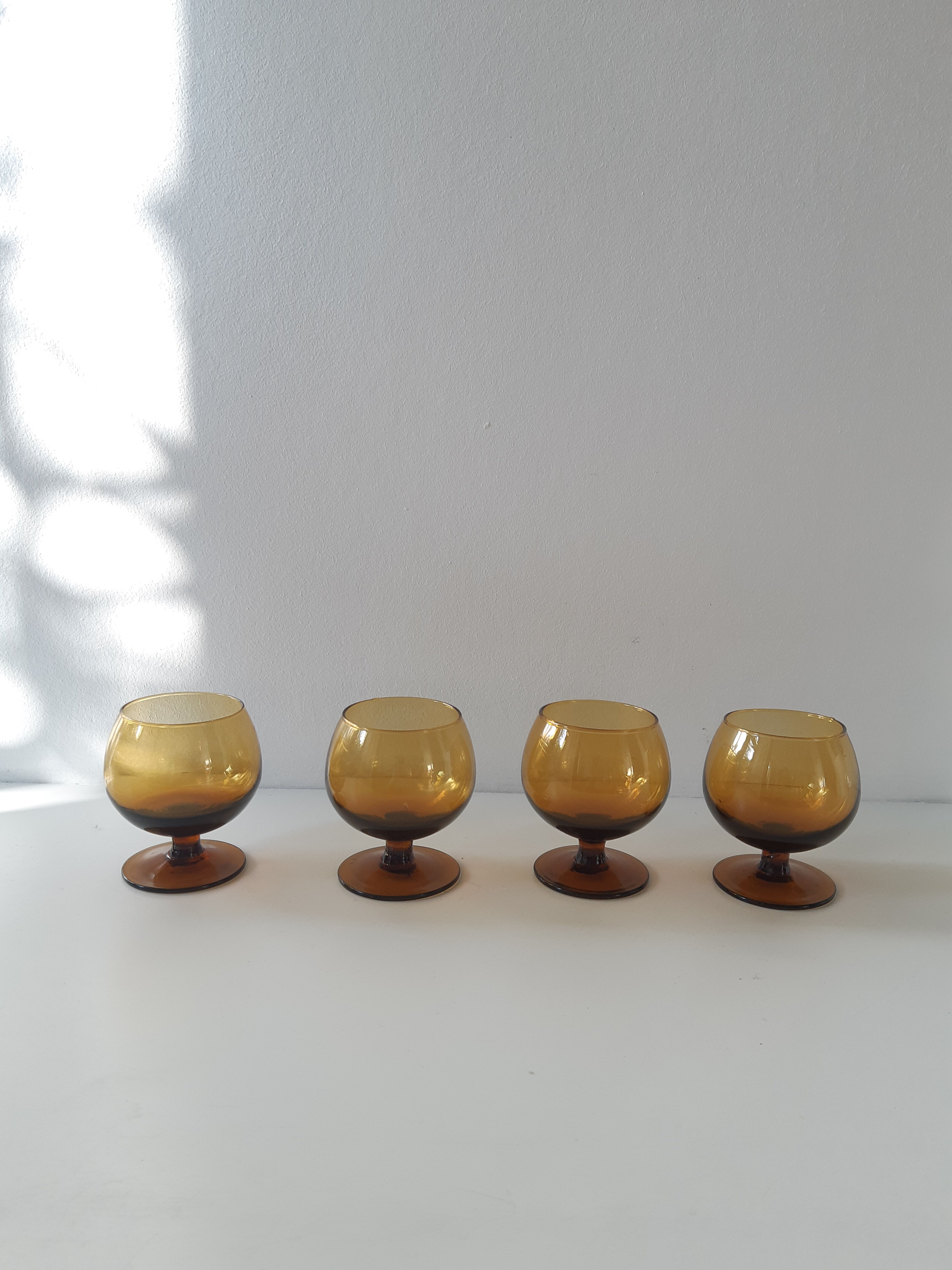 Vintage amber cognac glasses