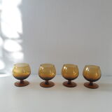 Vintage amber cognac glasses