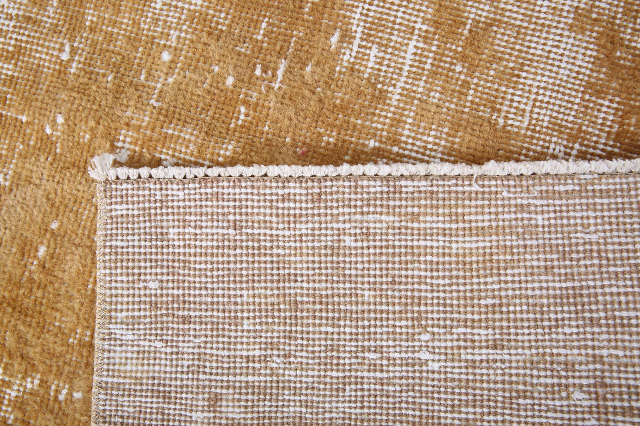 Turkish Traditional Mustard Vintage Area Rug, 108x211Cm