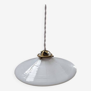 Old hanging lamp in white opaline art deco 1930 ø 25 cm