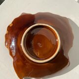 Empty Vallauris pocket in the shape of a leaf, orange and brown iced décor