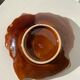 Empty Vallauris pocket in the shape of a leaf, orange and brown iced décor
