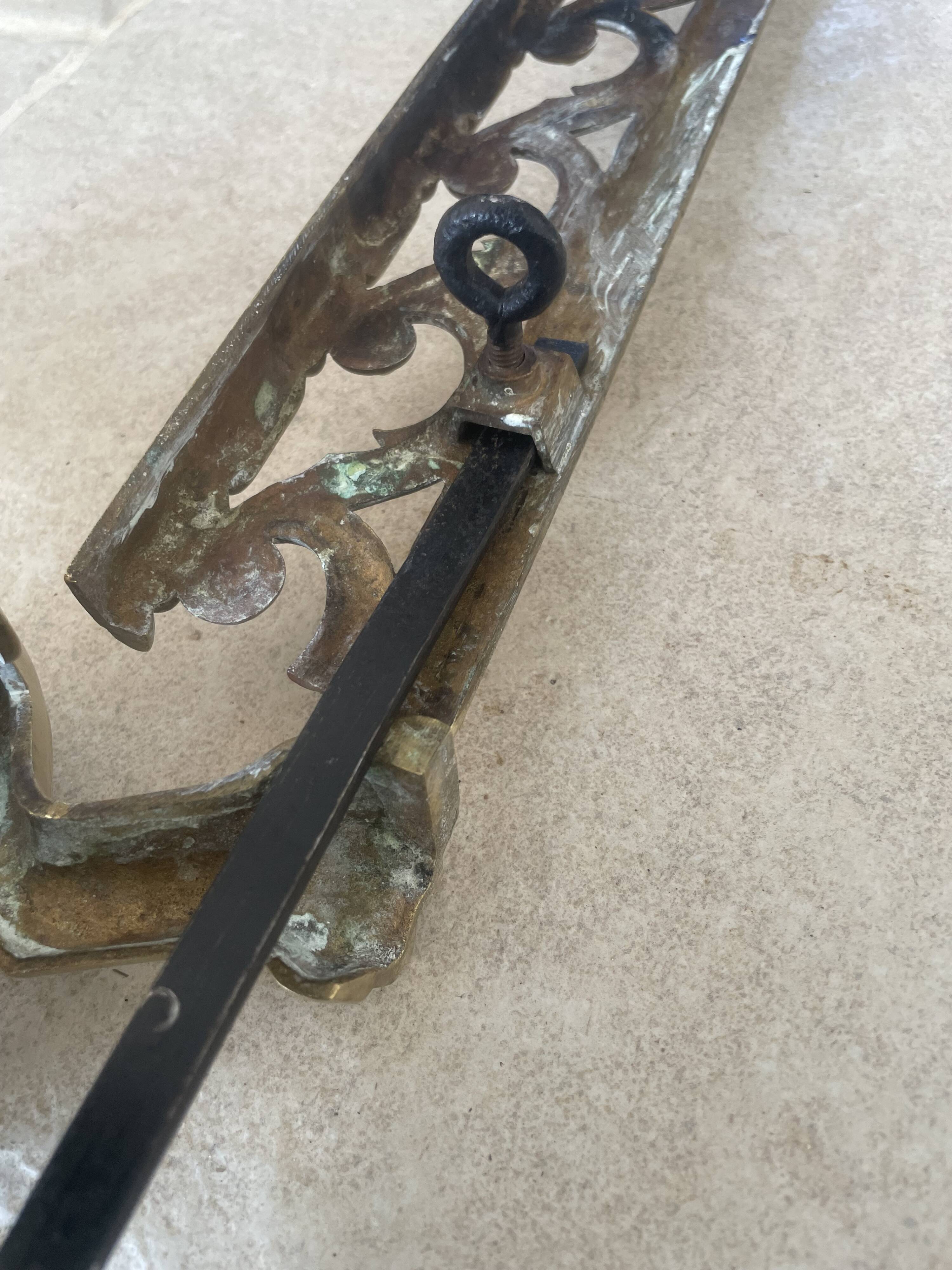 19th-century brass fireplace threshold bar