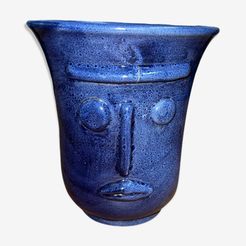 Ceramic vase enamel blue