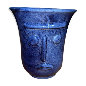 Ceramic vase enamel blue