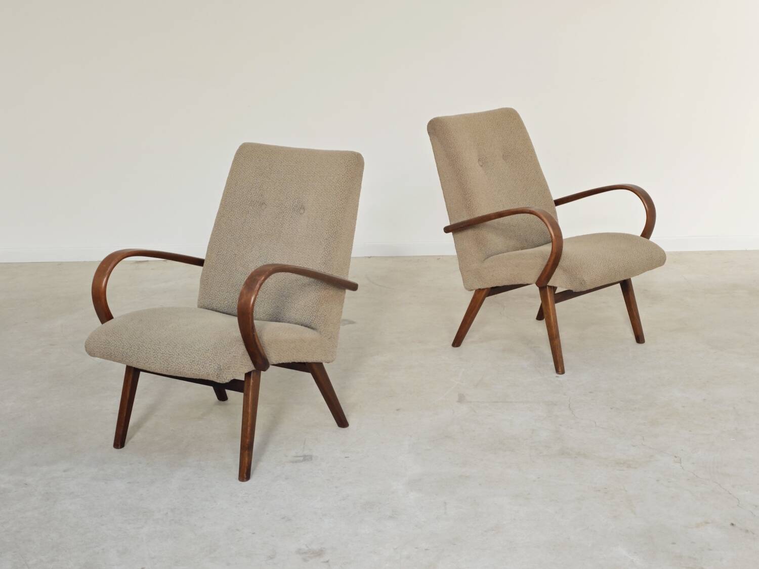 Pair of grey mottled armchairs by Jaroslav Smidek for TON Bystrice