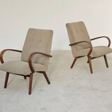 Pair of grey mottled armchairs by Jaroslav Smidek for TON Bystrice