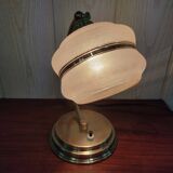 Art deco brass lamp and granite glass