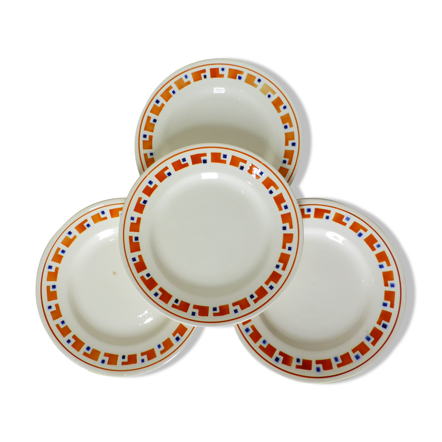 4 flat plates in iron earth from Salins, Lucette model 210809