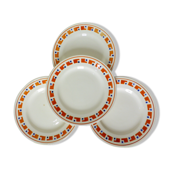 4 flat plates in iron earth from Salins, Lucette model 210809