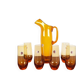 Amber glass carafe from the mid-century German Jagdhaus series and drinking glasses by Wilhelm Braun-Feldweg for Hirschberg, 1960s, set of 7.