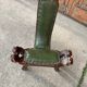 Spanish brutalist chair in solid wood and olive green leather, 1950s.