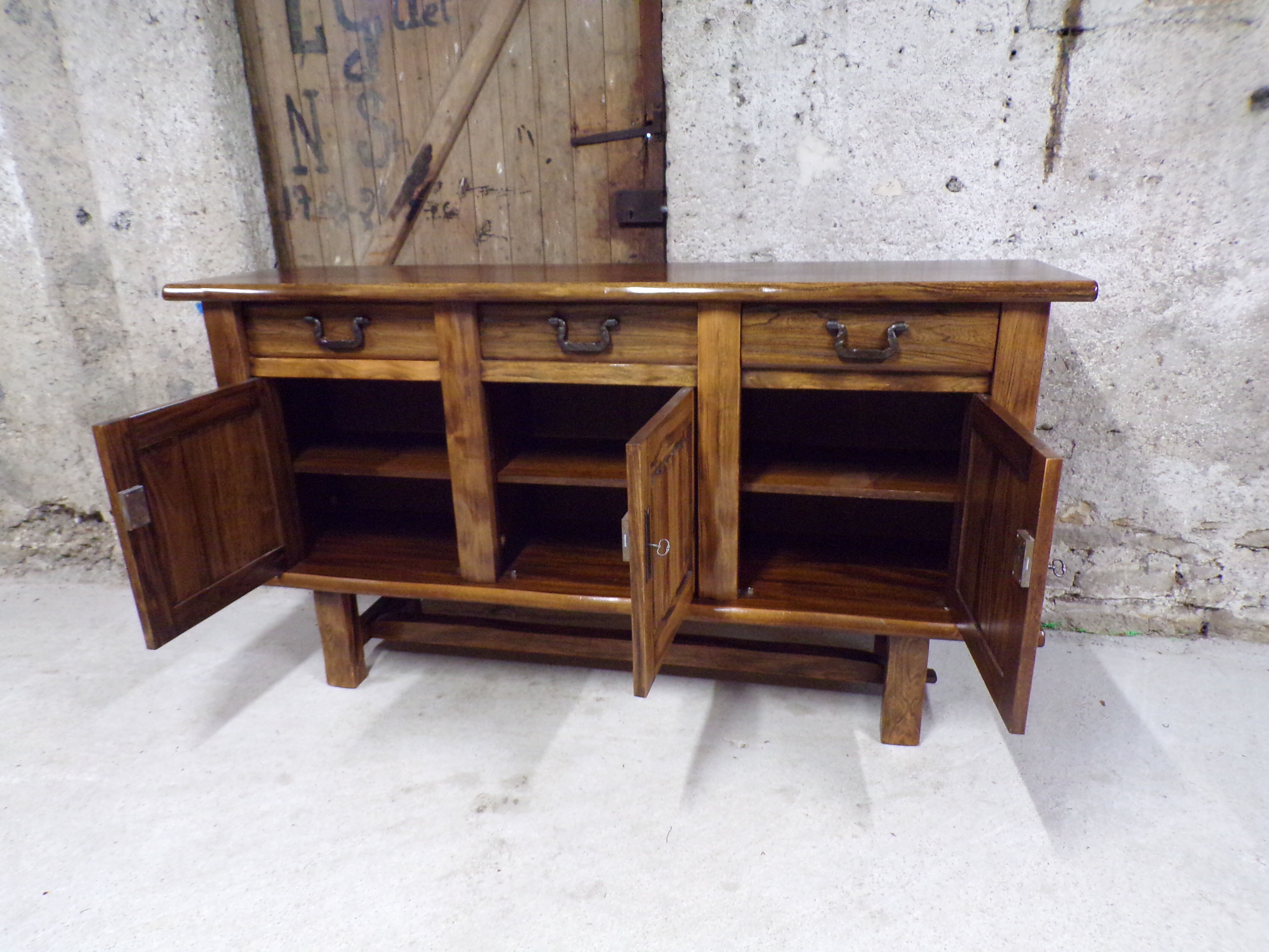 A brutalist elm buffet
