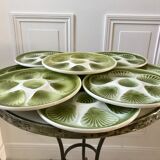 Set of 9 plates of green oysters moulin des loups 50s