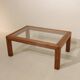 Rattan and glass coffee table - 60s/70s