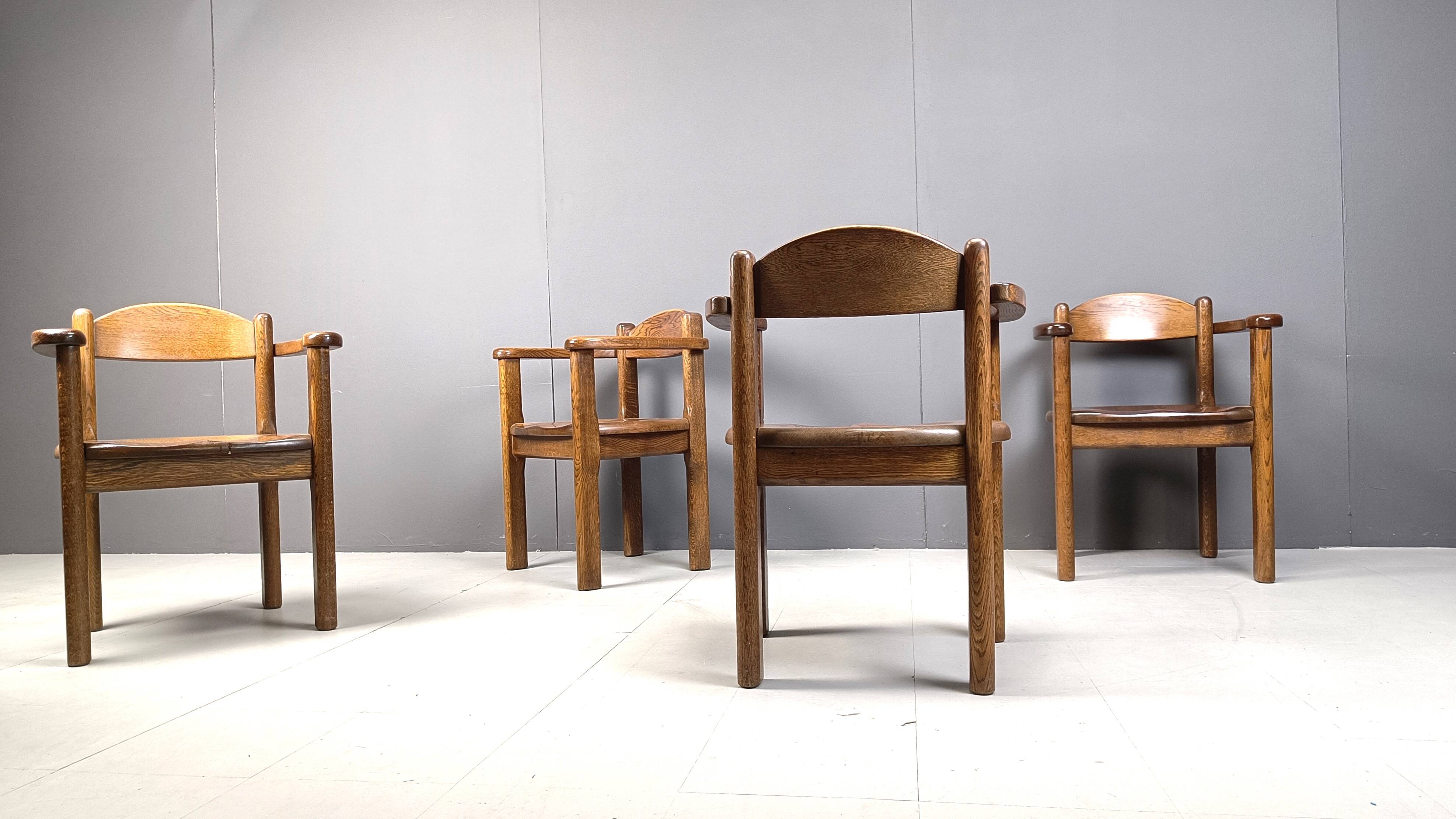 Vintage wooden armchairs made in Belgium, 1970s
