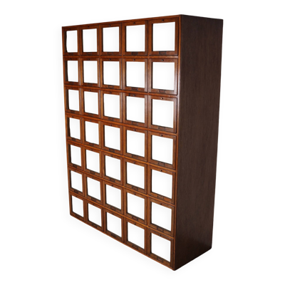 Meuble de mercerie hollandaise ancienne de grande taille en chêne à portes pliantes, années 1920/30