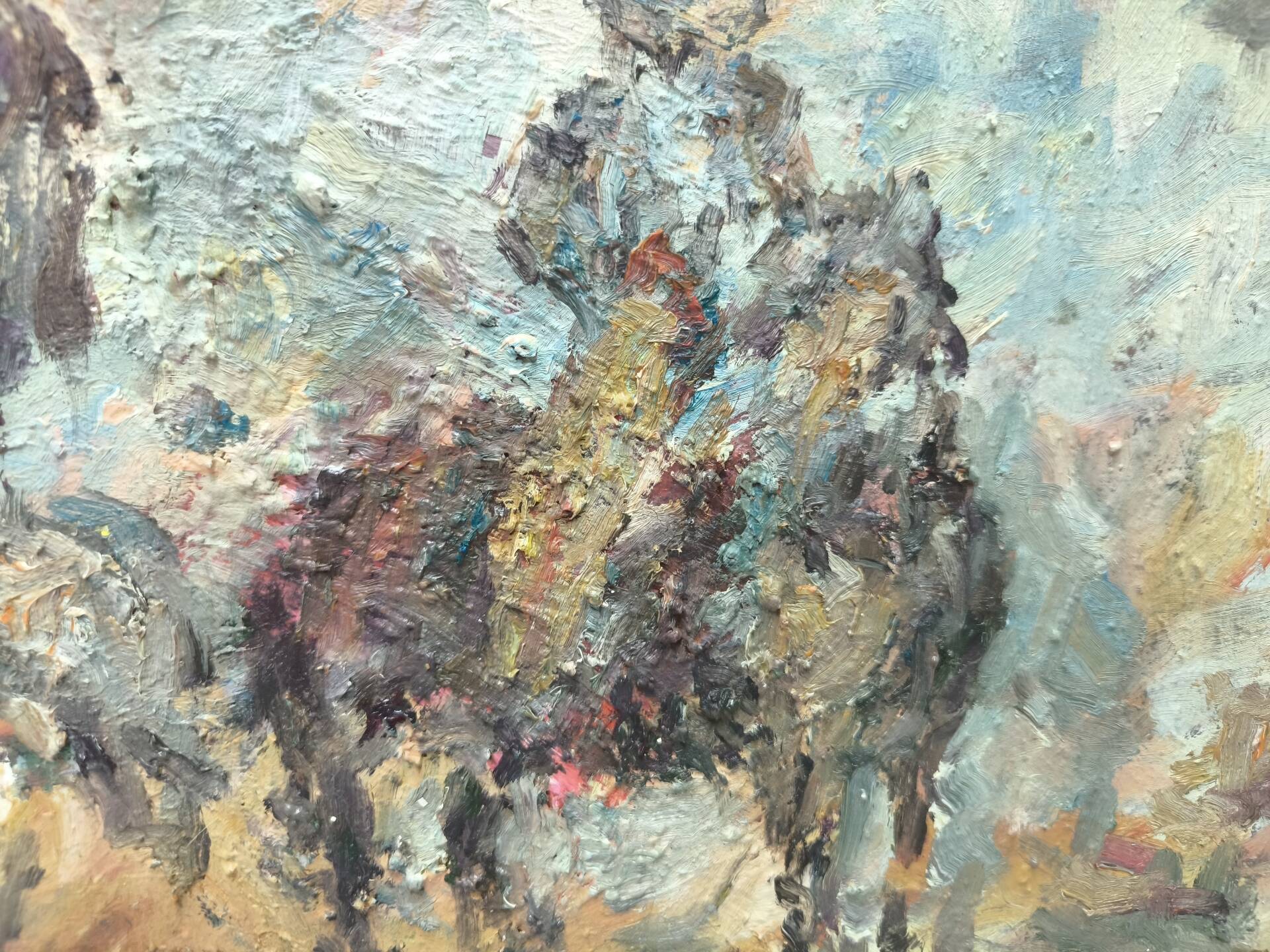 Impressionist Oil Painting of Horses