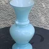 Large vintage pastel blue opaline vase