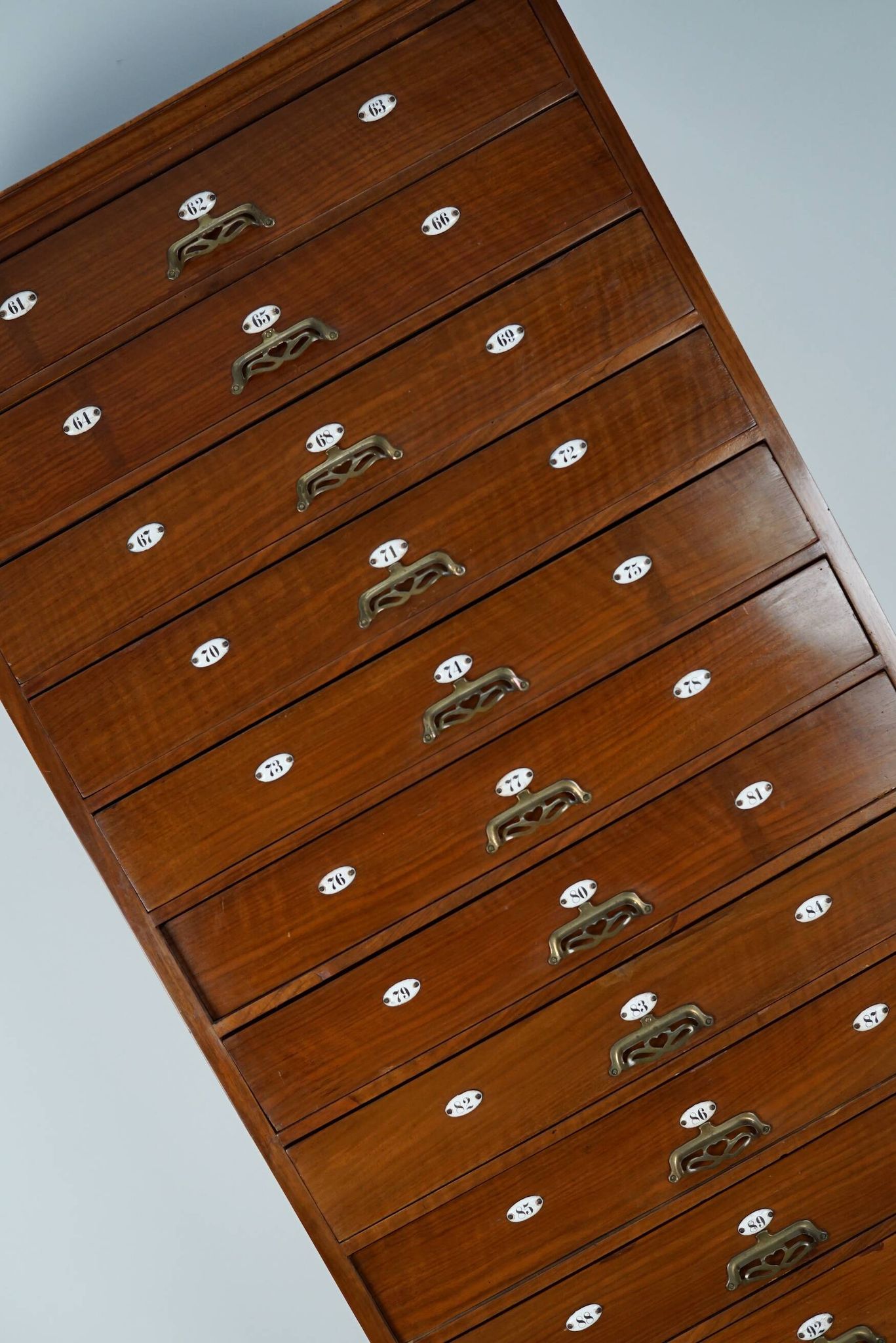 Very Tall Dutch Art Nouveau Walnut Apothecary Cabinet Barber Cabinet, 1900s