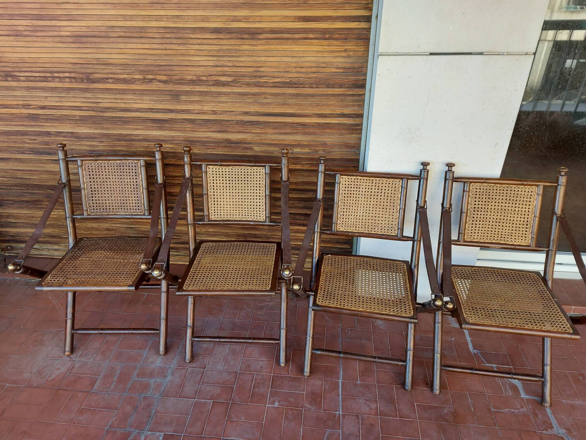 Set of 4 folding chairs old colonial style