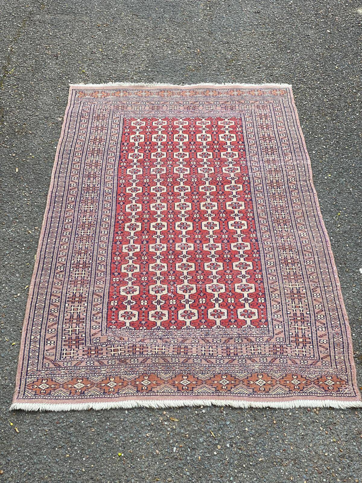 Persian oriental rug in burgundy red wool 160x90cm