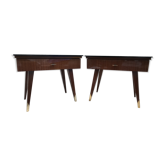 Tables de chevet scandinaves pieds compas années 70