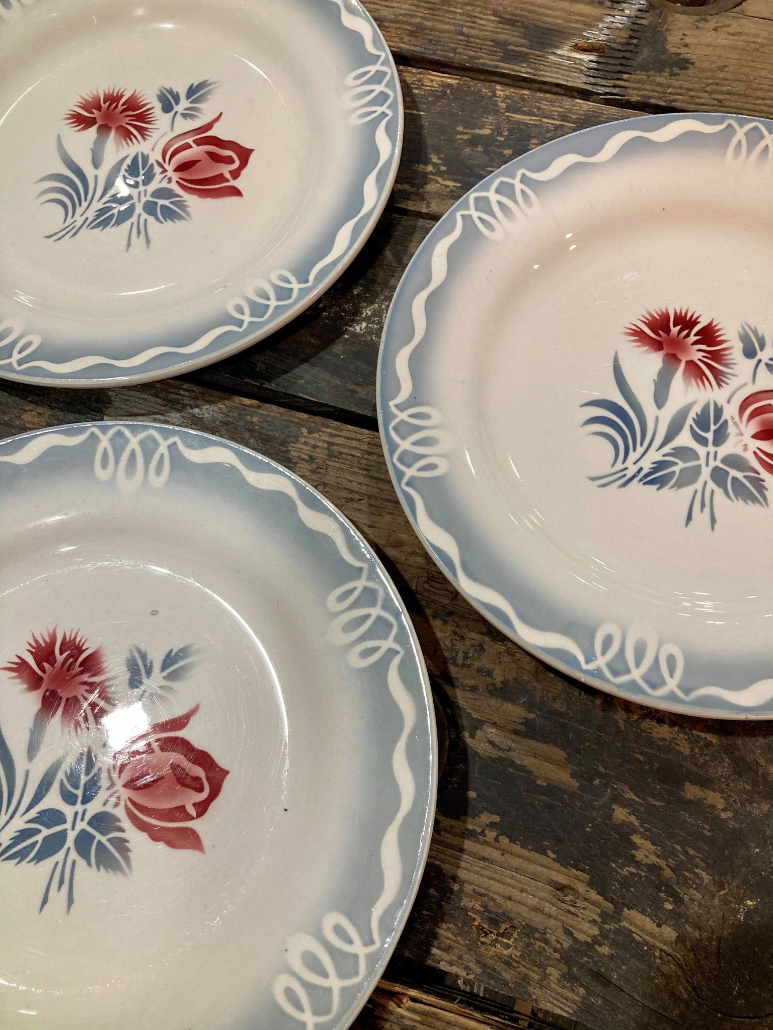 Lot 3 plates Digoin Sarreguemines model Juliette