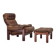 1970s, Swedish design, armchair with footstool, furniture leather.