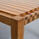 Two-tone wooden graphic coffee table, circa 1960.
