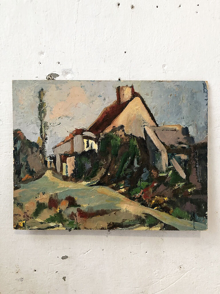Painting oil landscape house