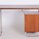 Bauhaus Writing Desk in Oak and Chrome by R. Slezák, Czech, 1930s