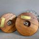 Pair Portuguese mid century wooden  table lamps