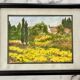 Tableau aquarelle Champs de colza en Provence
